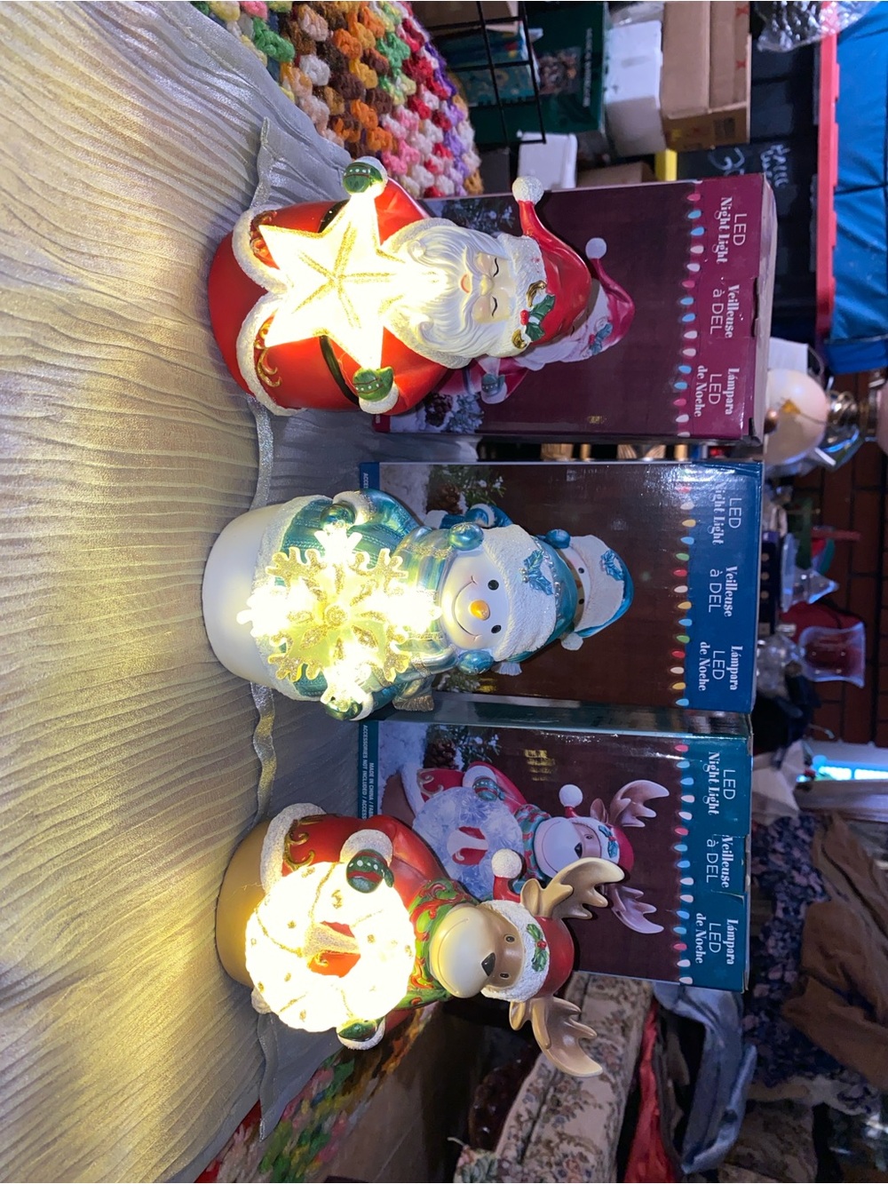 Holiday LED Santa and Snowman Light Set - White and Red Batteries Not Included